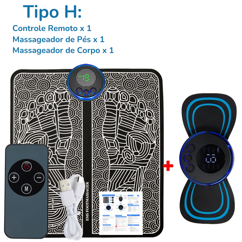 Massageador Inteligente Elétrico EMS Foot Massager Pad