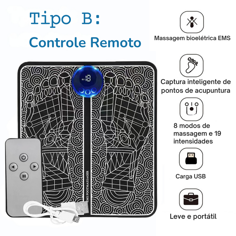 Massageador Inteligente Elétrico EMS Foot Massager Pad