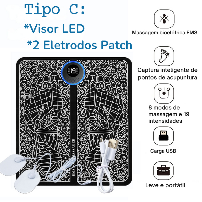 Massageador Inteligente Elétrico EMS Foot Massager Pad