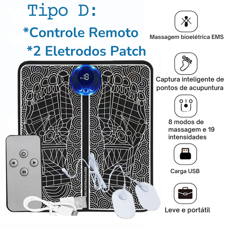 Massageador Inteligente Elétrico EMS Foot Massager Pad