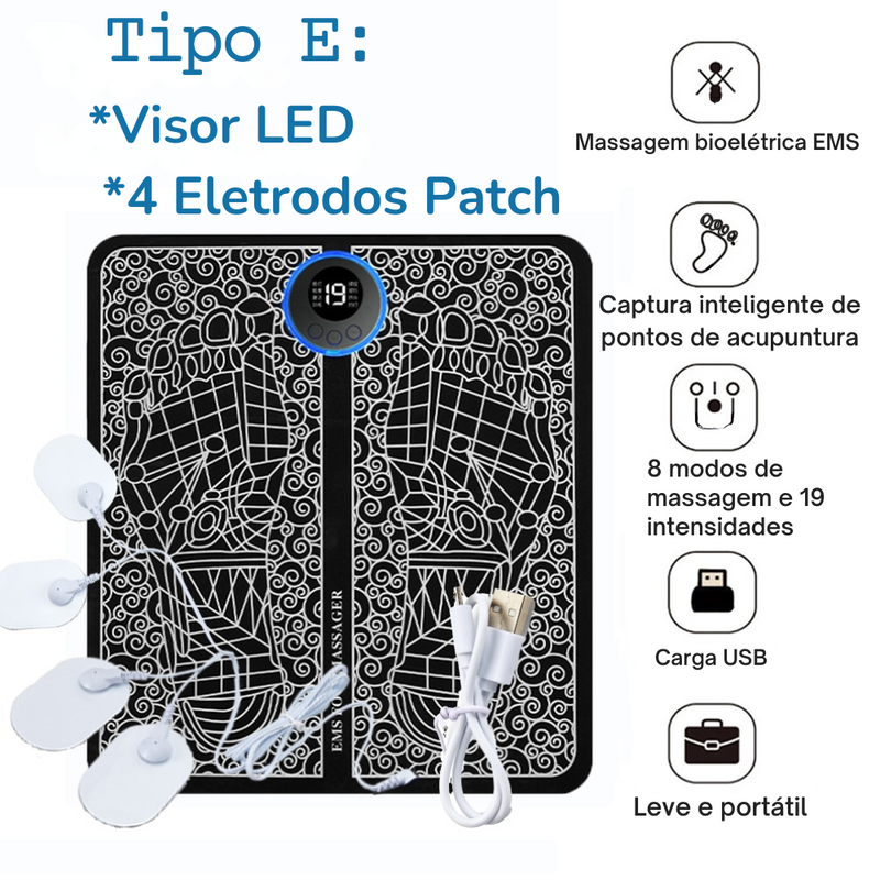 Massageador Inteligente Elétrico EMS Foot Massager Pad