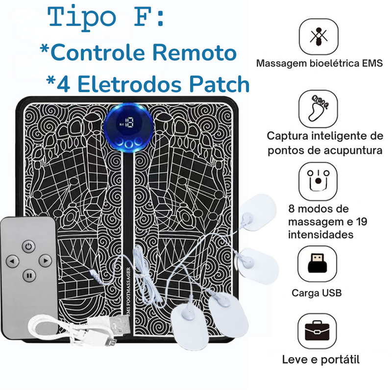 Massageador Inteligente Elétrico EMS Foot Massager Pad