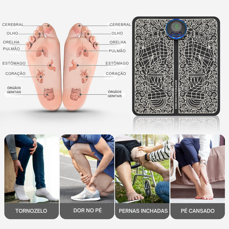 Massageador Inteligente Elétrico EMS Foot Massager Pad