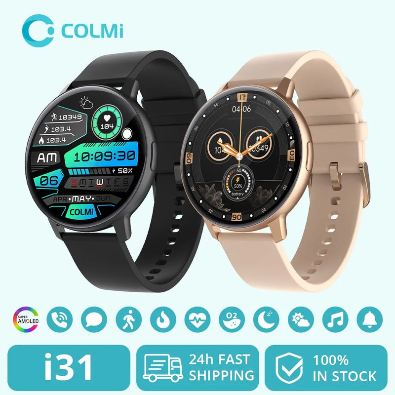 COLMI-I31 Smartwatch Unissex - 100 modos esportivos, bateria de 7 dias.